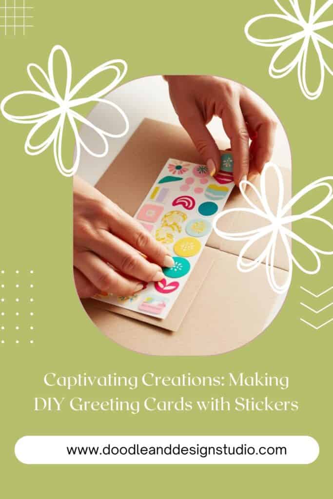 creating diy sticker greeting cards pin for pinterest lime green with doodle flowers