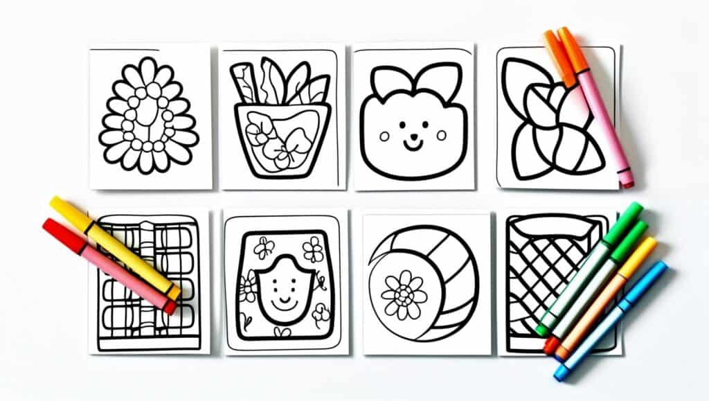 plain stickers that can be colored and markers to color them