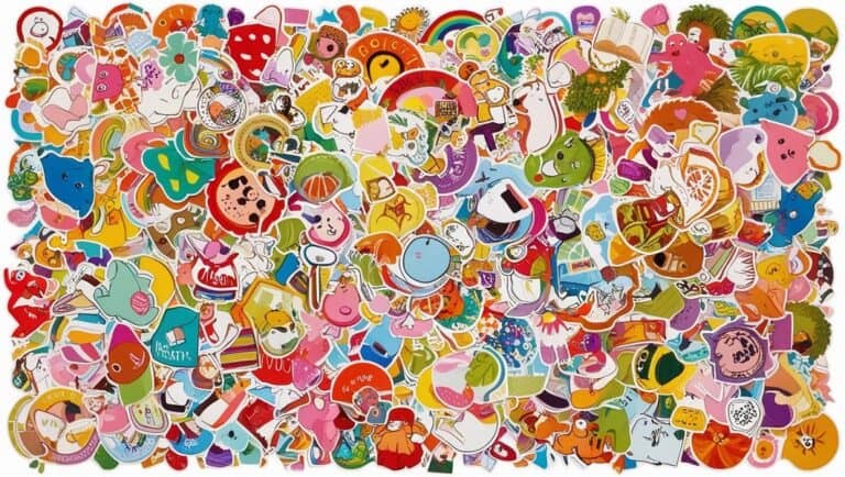 stickers scattered across a table