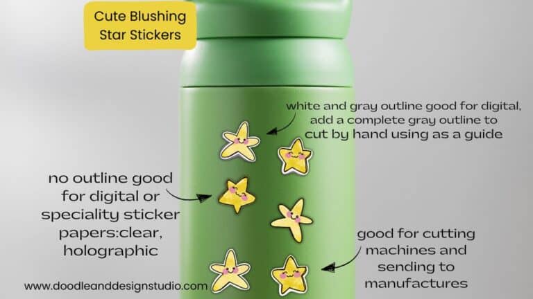 showing the different outlines of a cute star in procreate