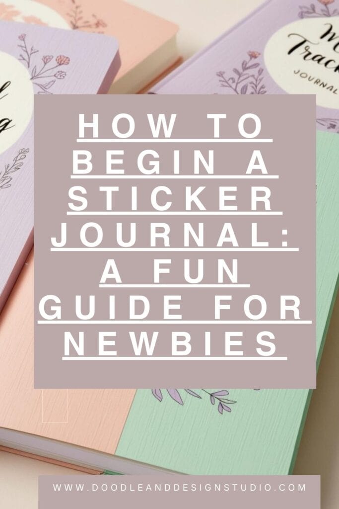 pinterest pin with text how to beign a sticker journal on a pastel background