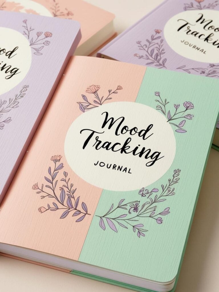 mood tracking journal in soft pastels