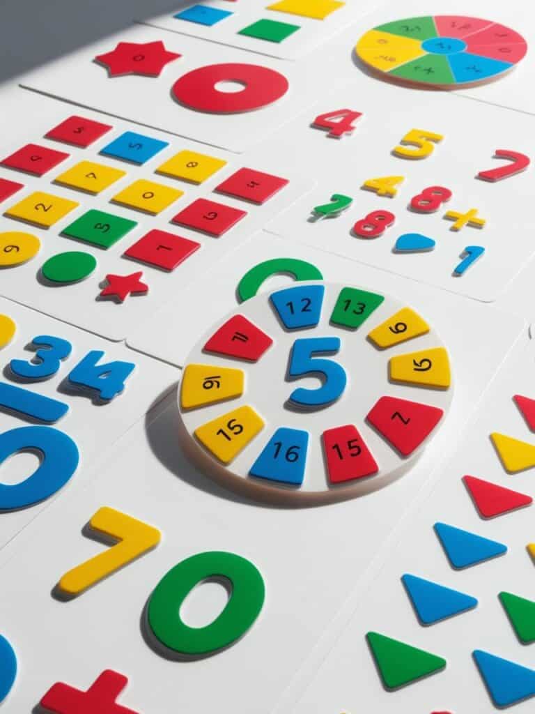 math stickers numbers in bright colors