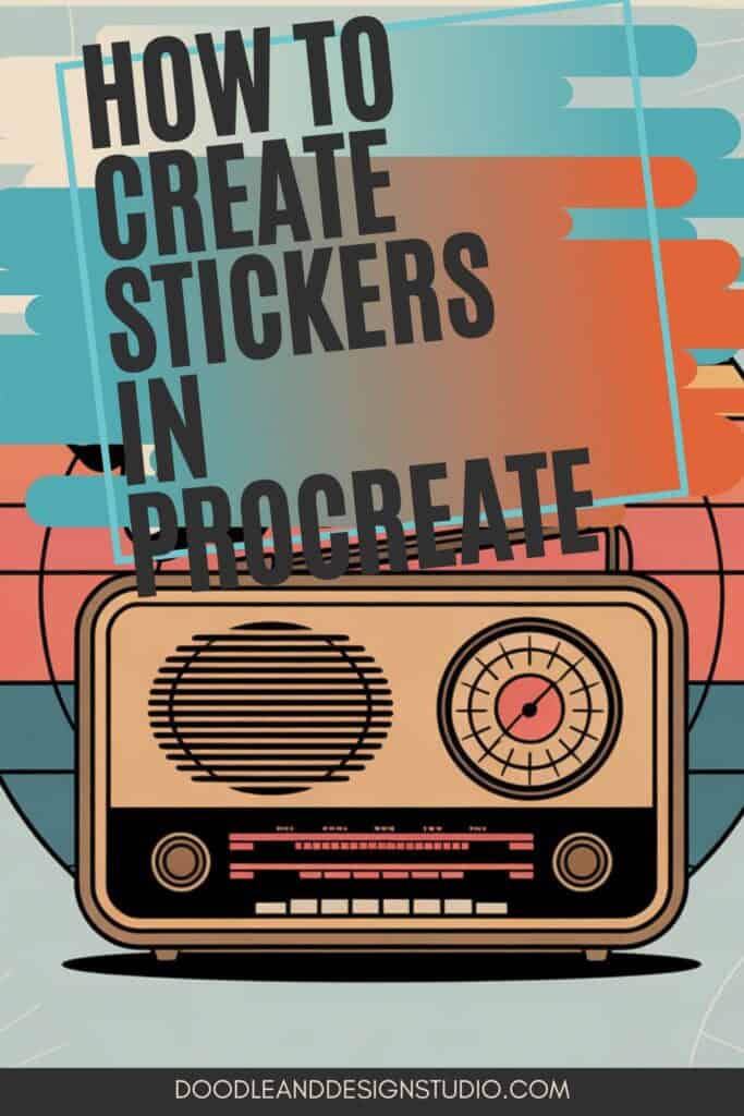 retro radio sticker on a pinterest pin words how to create stickers in procreate
