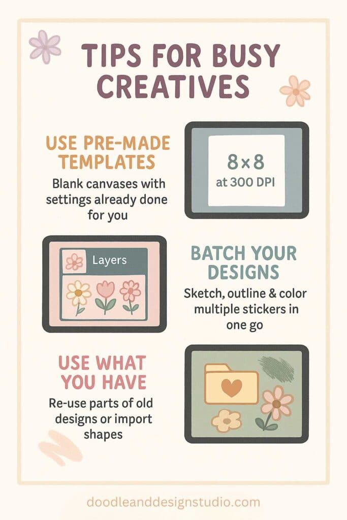 retro infographic tips for busy creatives procreate brushes, layers, and color palettes