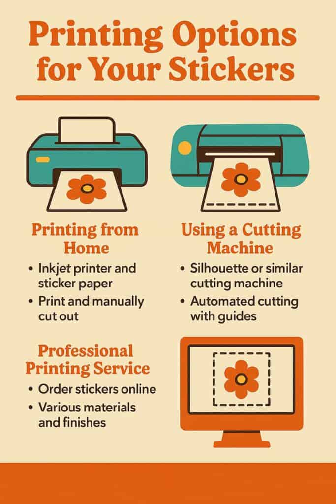 retro printing stickers info graphic in blue and orange