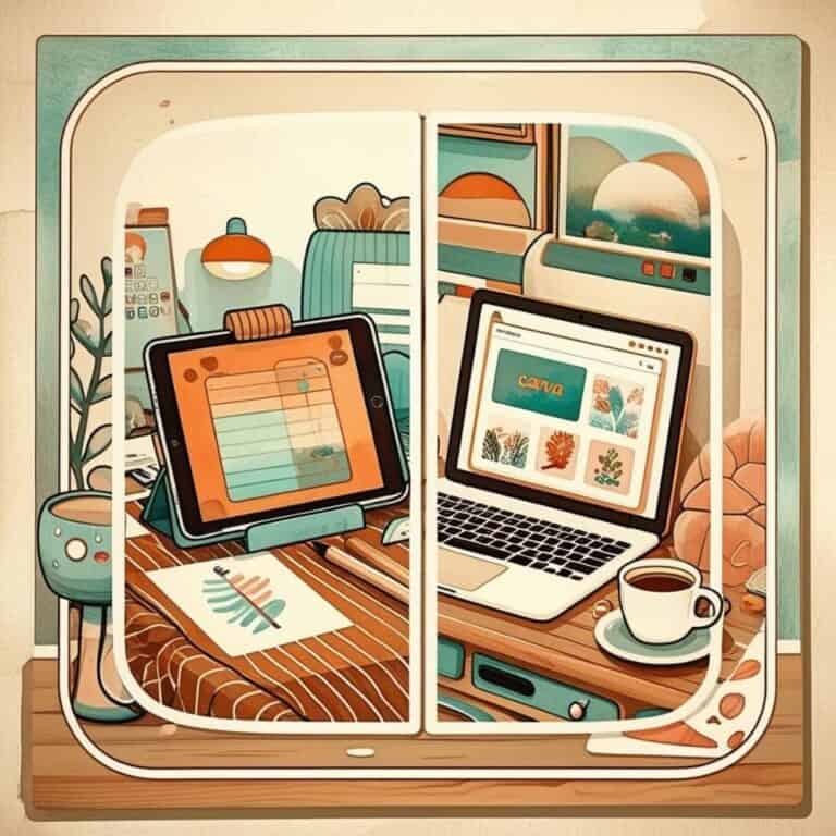 ipad illustration and laptop illustration split screen