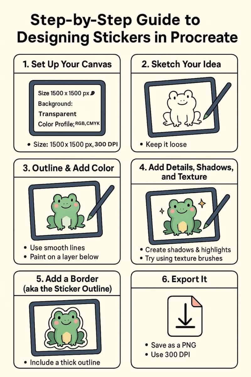 how to make sticker designs in procreate frog infographic
