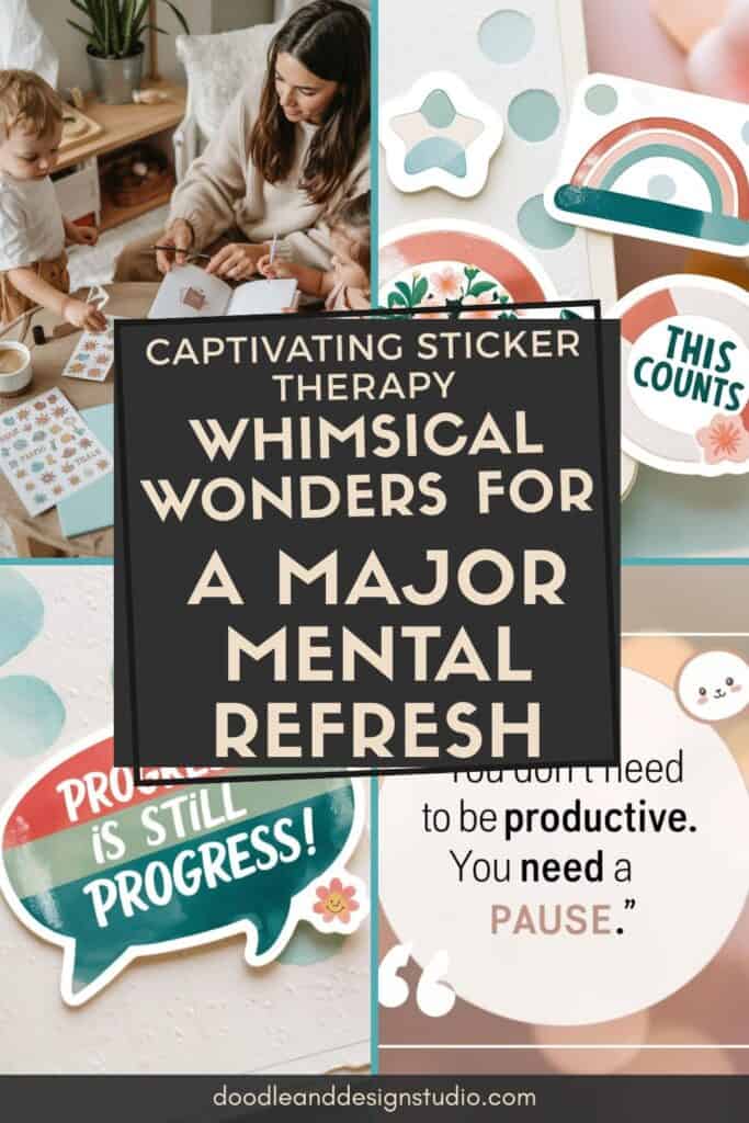Pinterest pin for sticker therapy showing multiple sticker pictures