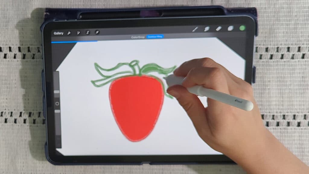 coloring the leaves and stems of strawberry sticker green