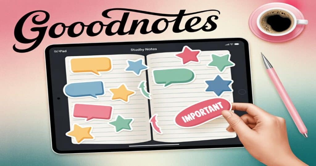 Using digital stickers to organize notes in an iPad app