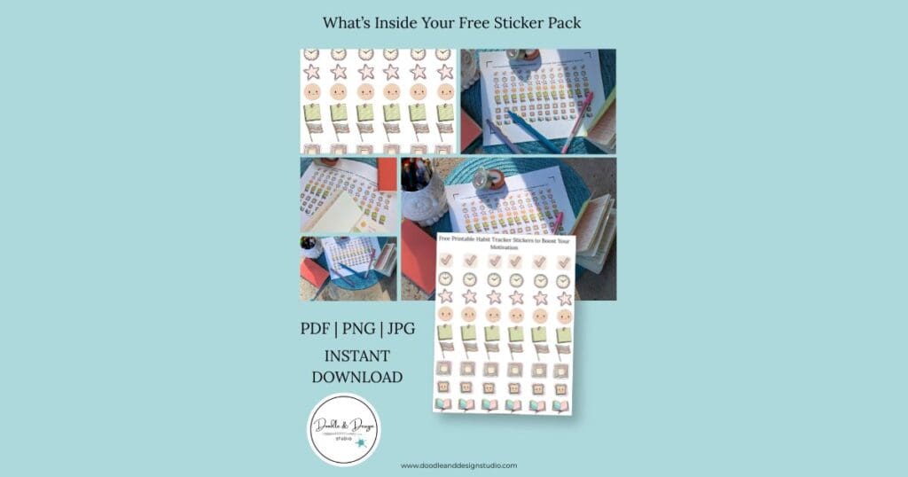 free printable habit tracker stickers, tiny checkmarks, boxes, smiles
