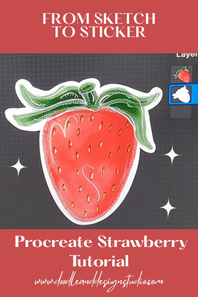 from scratch to strawberry sticker procreate strawberry sticker tutorial pinterest pin