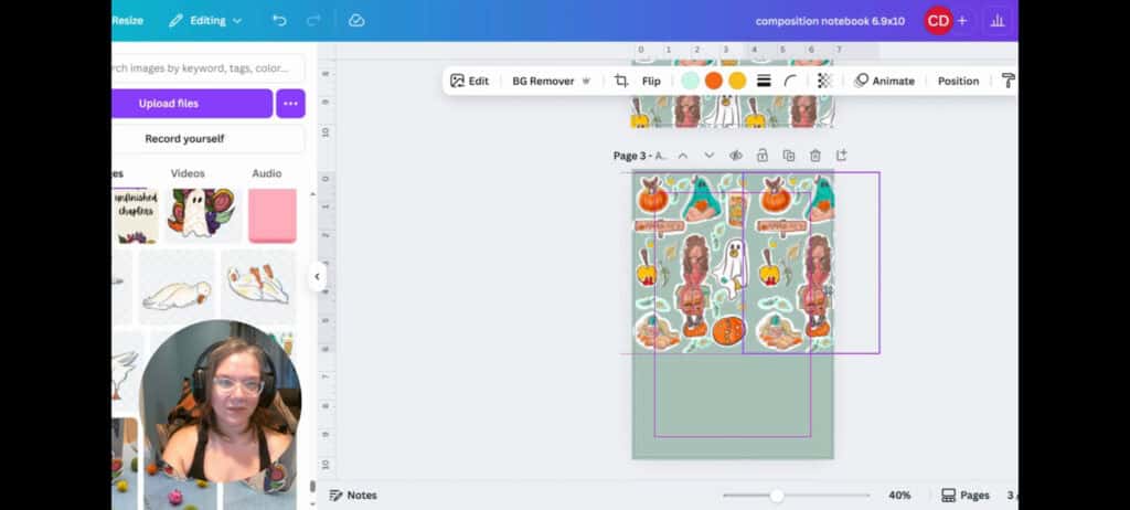 fall harvest composition notebook cover made in canva walk through applying the artwork