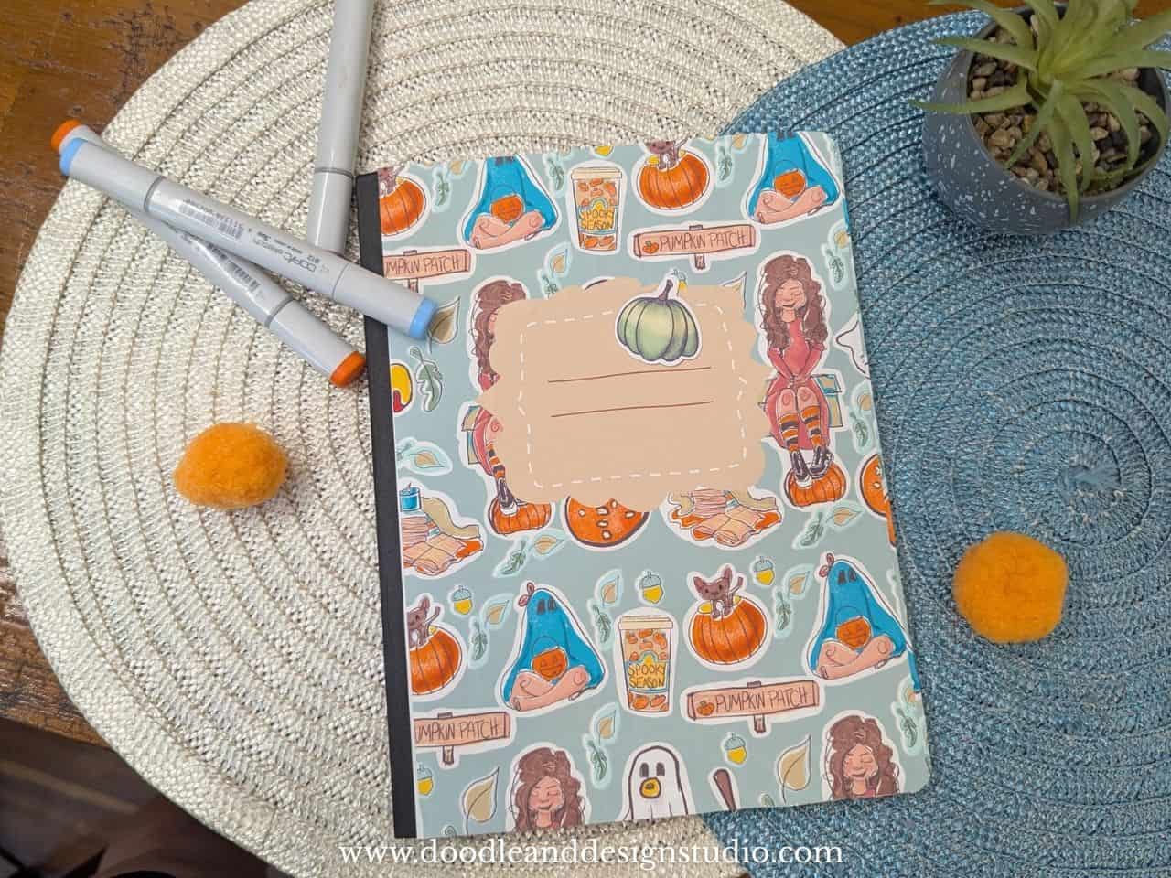 custom notebook cover png for back to school or homeschool notebook fall stickers
