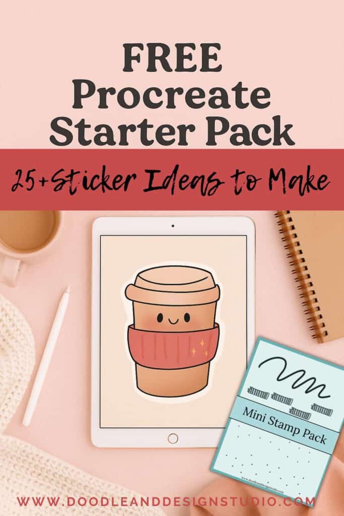 pink background and cute to go coffee cup for the free procreate starter kit