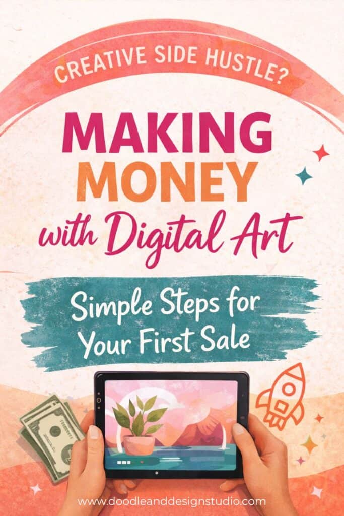 pinterest pin making money with digital art cute cartoons