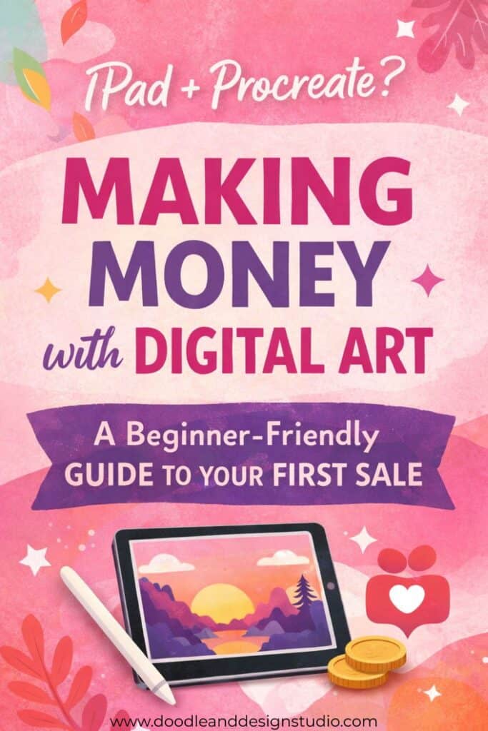pink and purple making money with digital art pinterest pin