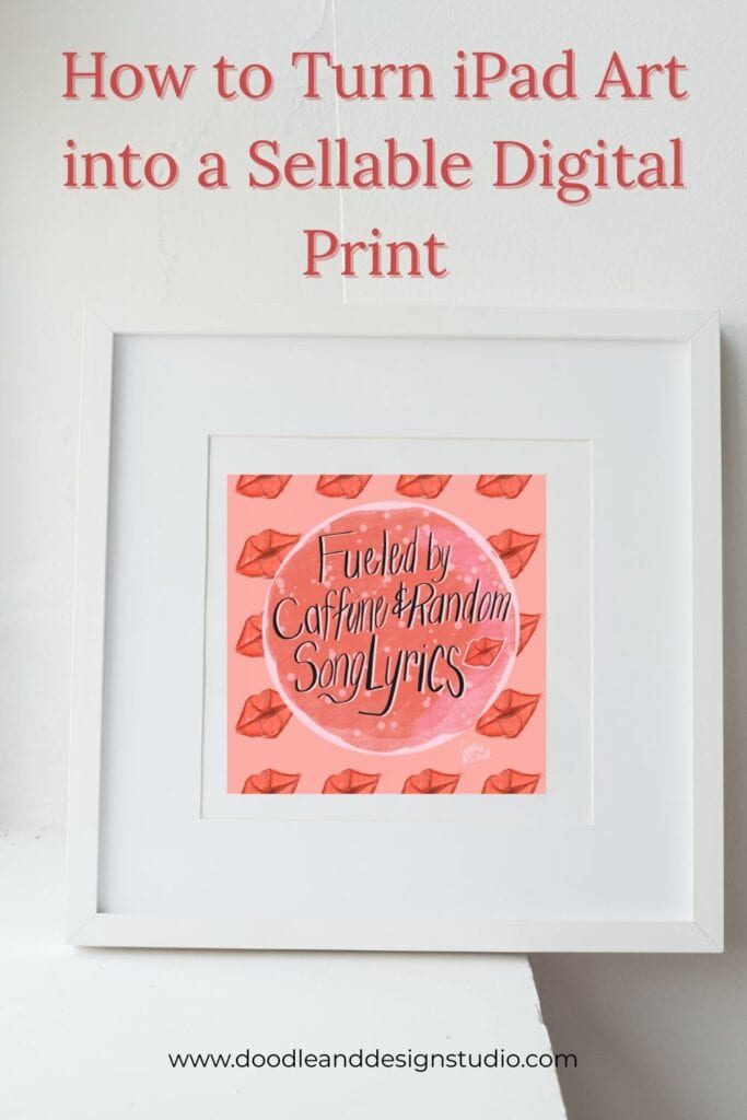 photo mockup of artwork pink lips fueled by caffeine and random song lyrics