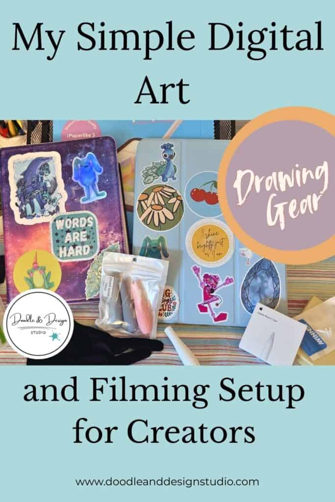 pinterest pin showing digital art and filming equipment