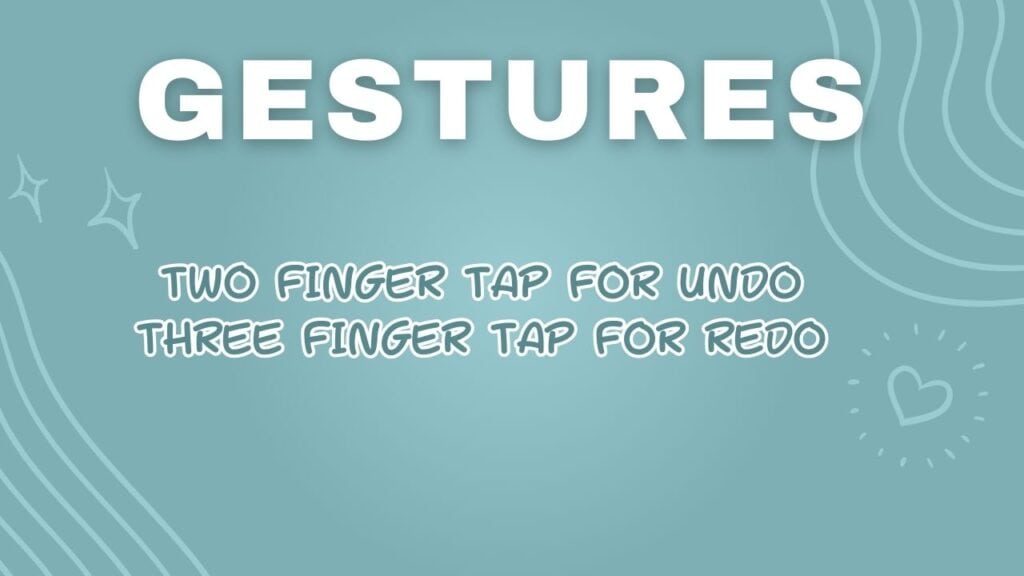 A slide showing Procreate gesture tips: two-finger tap for undo, three-finger tap for redo.