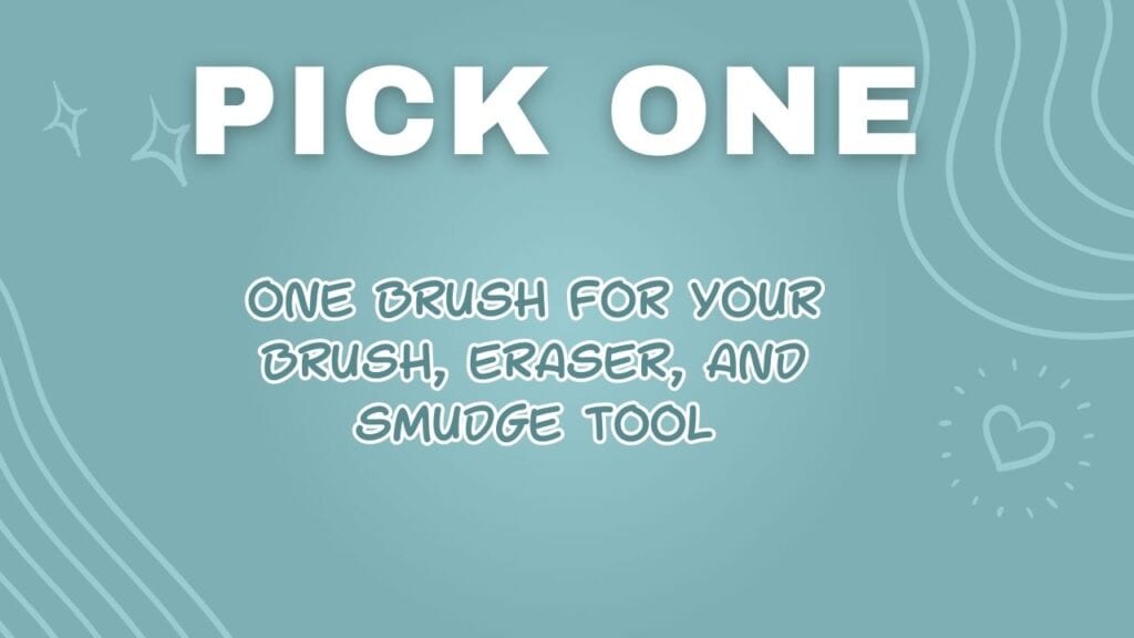 A tutorial note explaining that one brush can be used for brush, eraser, and smudge tools in Procreate.